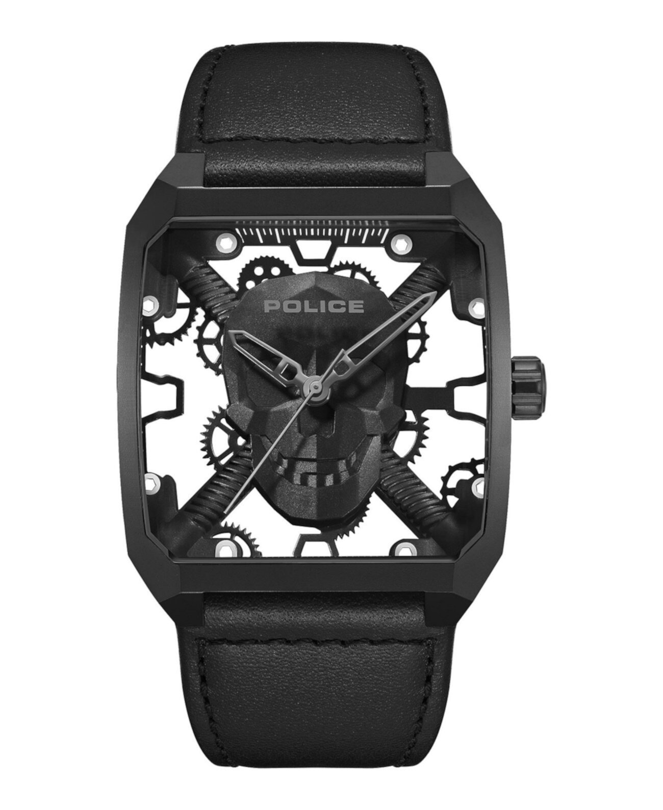 Мужские часы Omaio Collection с черным ремешком из натуральной кожи, прозрачные, 39 мм Police
