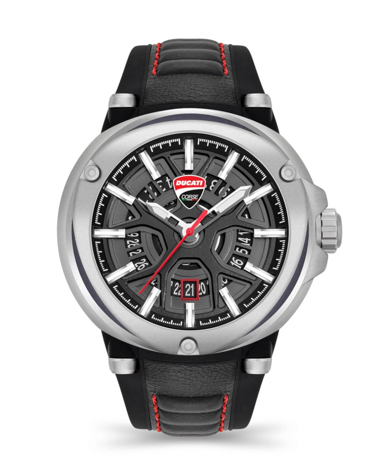 Мужские часы Partenza Collection с черным силиконовым ремешком, 49 мм Ducati Corse