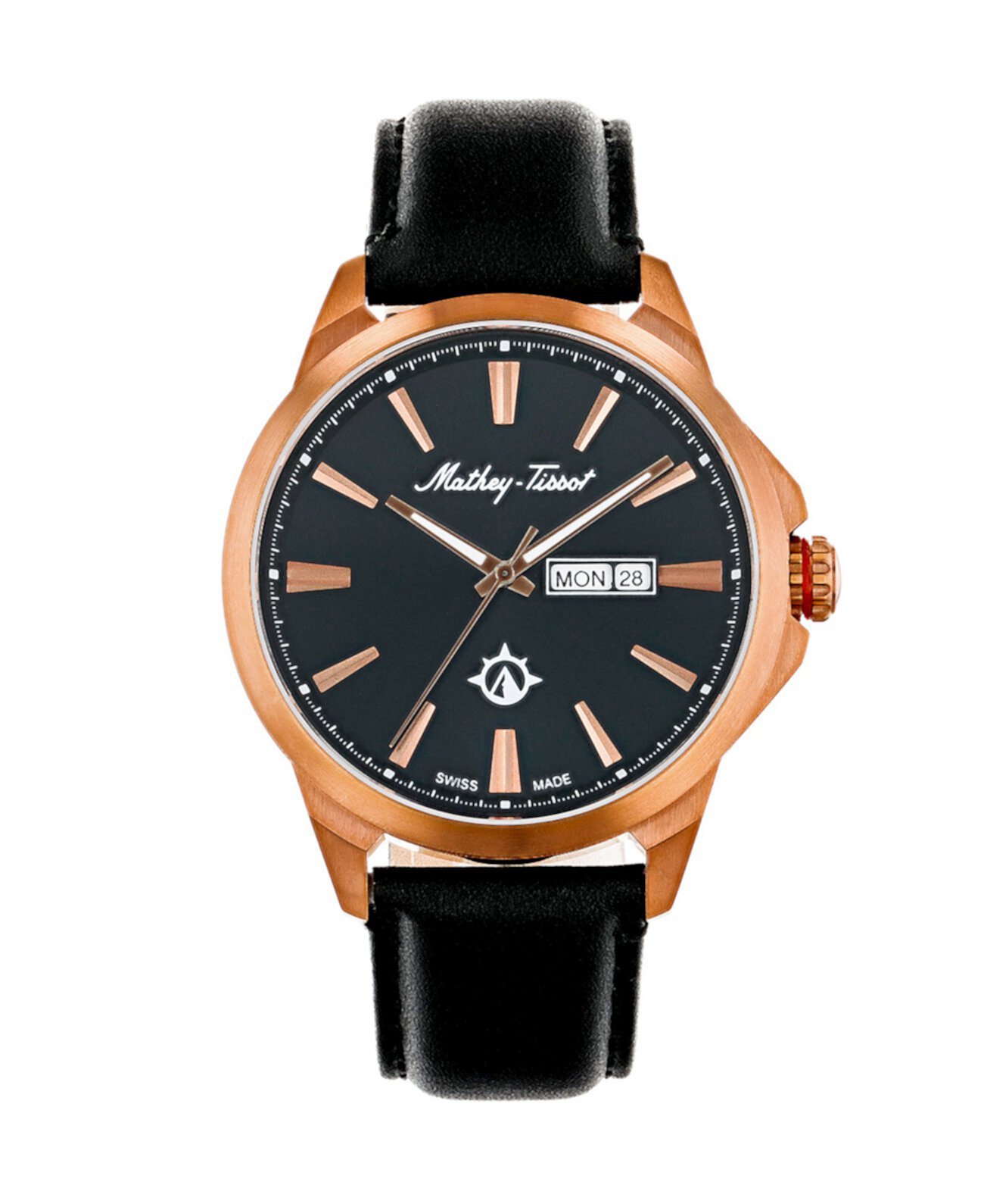 Мужские часы Field Scout Collection Классические черные часы с ремешком из натуральной кожи, 45 мм Mathey-Tissot