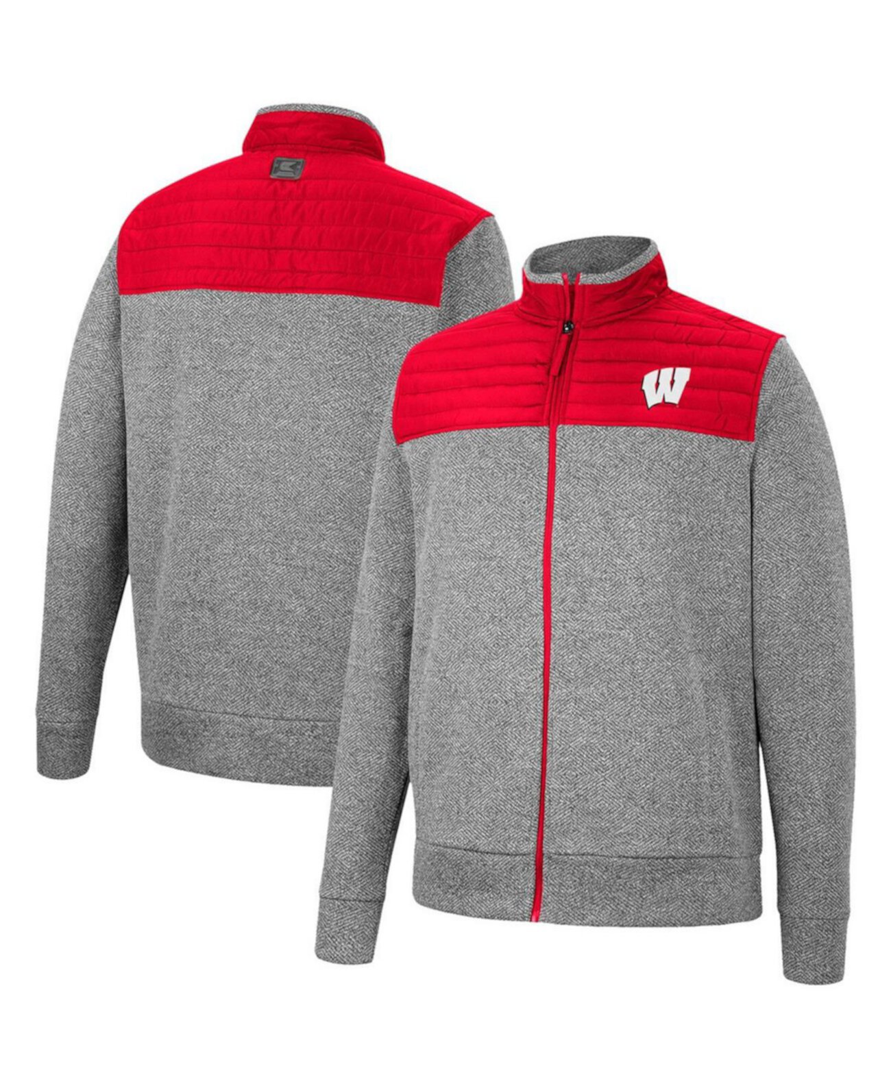 Мужская утепленная флисом куртка Wisconsin Badgers Putter Herringbone с полной молнией Colosseum