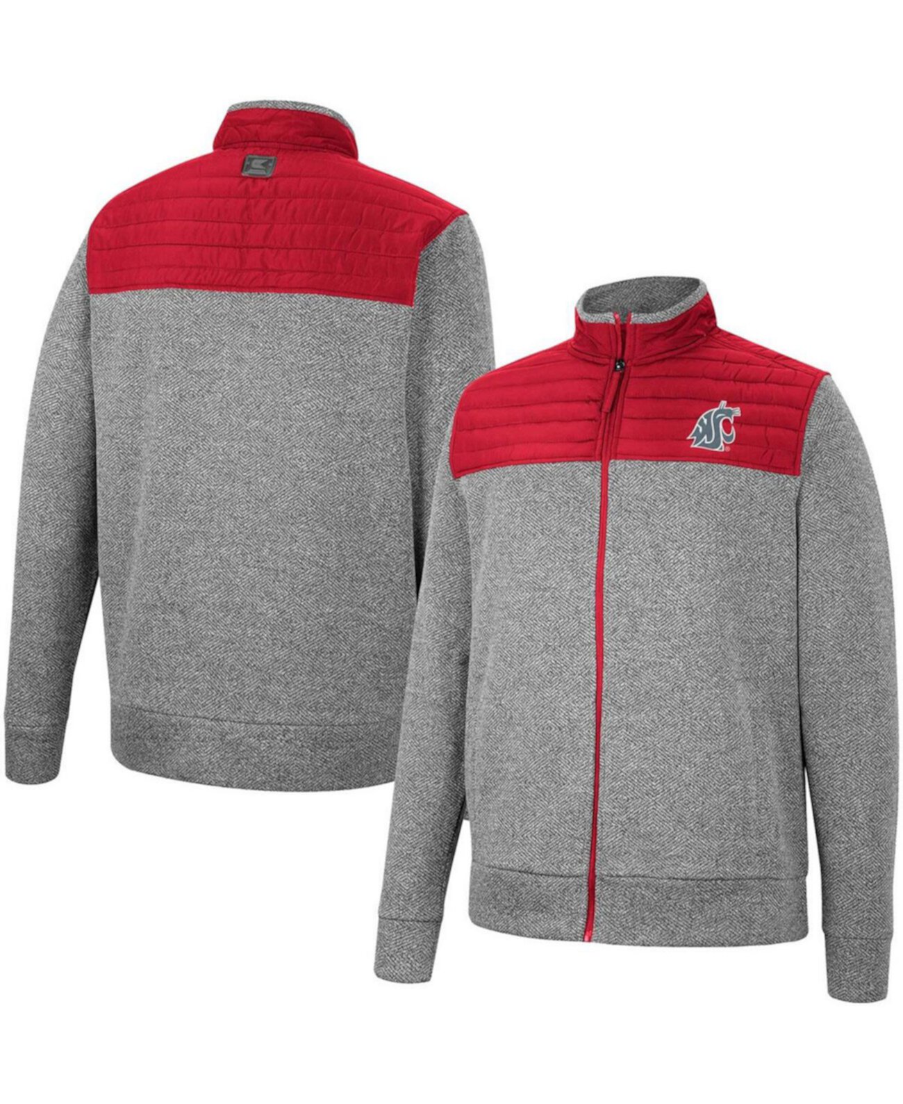 Мужская куртка Washington State Cougars Herringbone с полной застежкой на молнии Colosseum