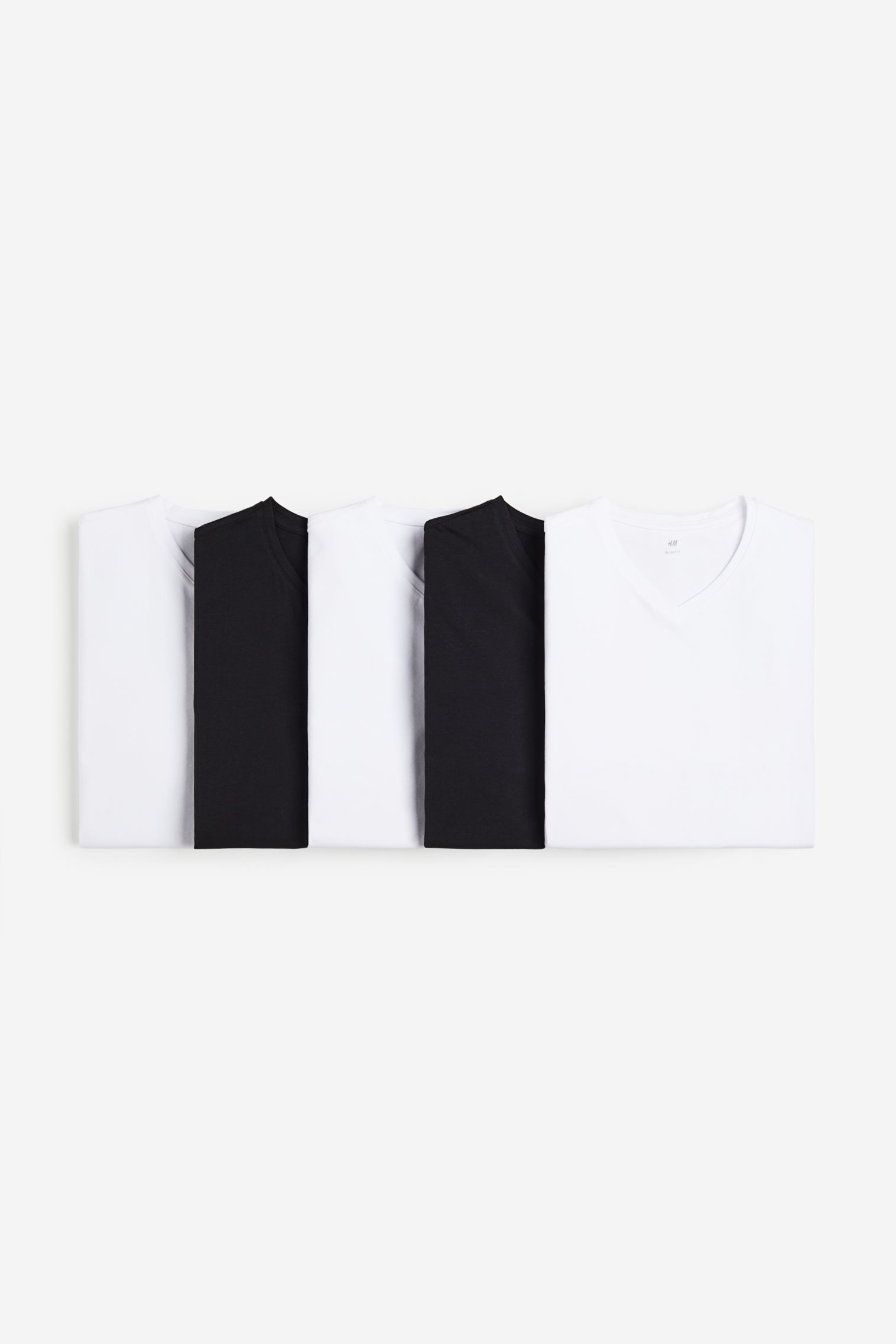 Набор из 5 футболок приталенного кроя с V-образным вырезом H&M