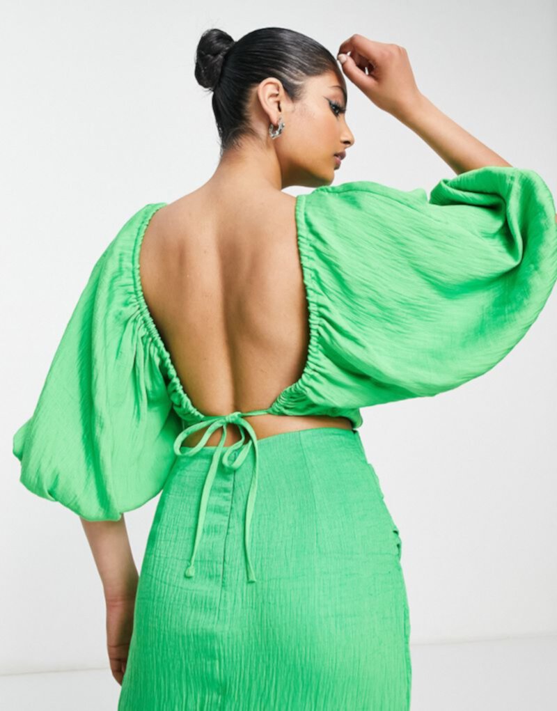 Ярко-зеленый текстурированный блузон с завязками на спине ASOS EDITION ASOS EDITION