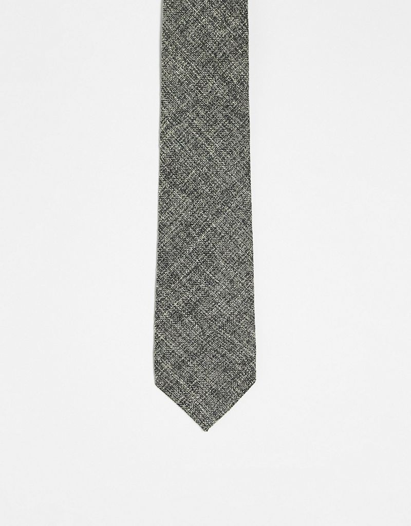 Узкий галстук из серо-кремовой фактурной ткани ASOS DESIGN ASOS DESIGN