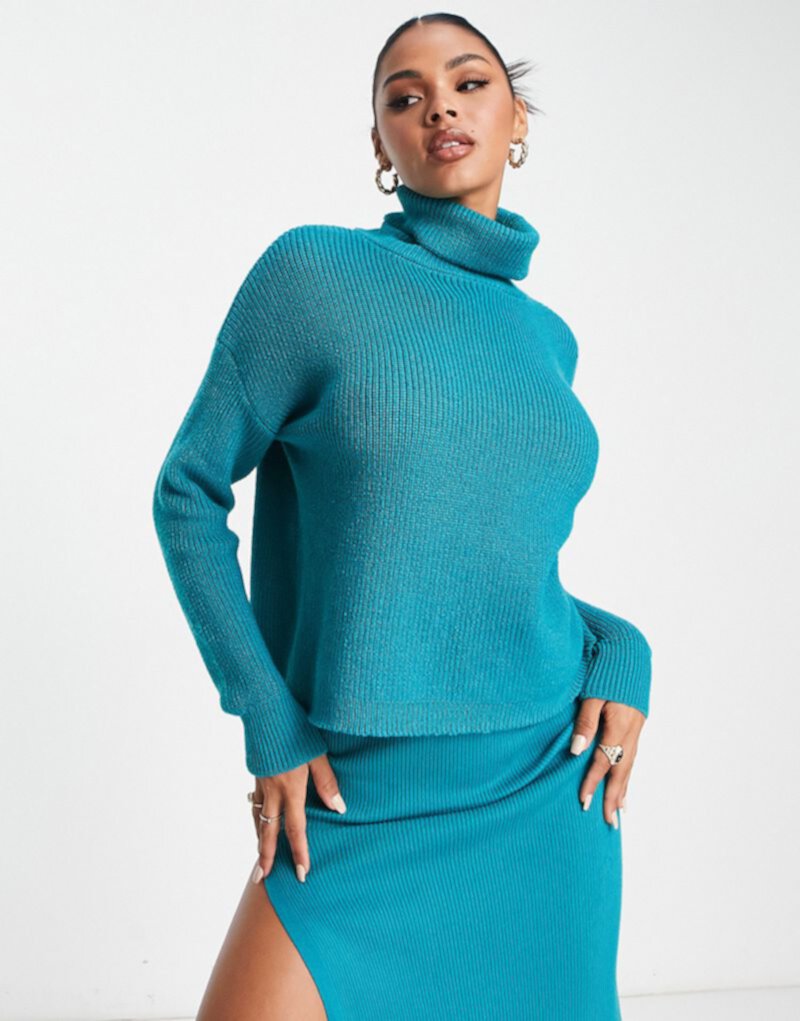 Бирюзовый вязаный свитер с высоким воротником Aria Cove — часть комплекта Aria Cove