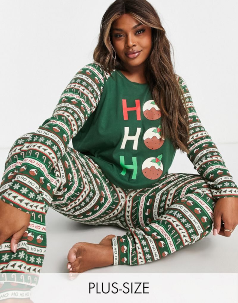 Темно-зеленый пижамный комплект Brave Soul Plus Christmas Pudding Fairisle Brave Soul