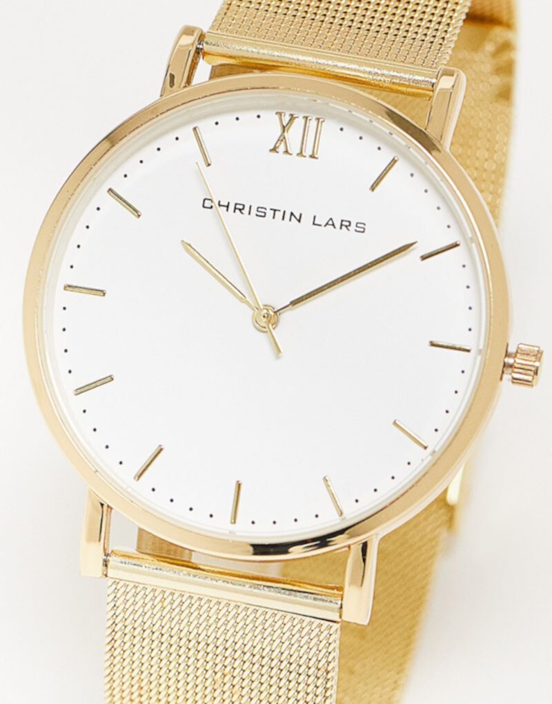 Золотые часы Christin Lars с круглым циферблатом и регулируемым сетчатым ремешком Christin Lars