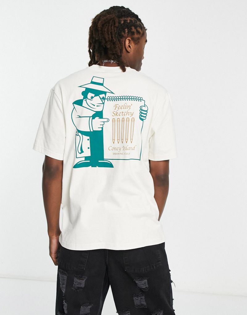 Белая футболка с рисунком Coney Island Picnic с принтом на груди и спине CONEY ISLAND PICNIC