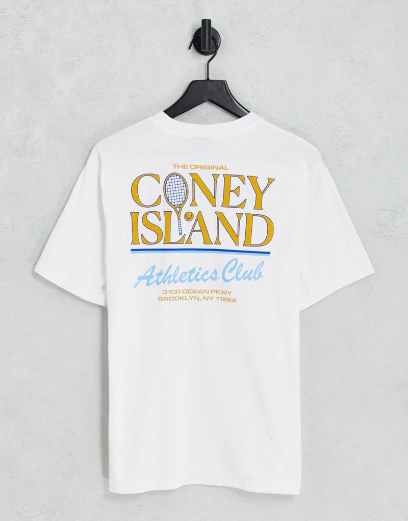 Белая футболка легкоатлетического клуба Coney Island Picnic с принтом на груди и спине CONEY ISLAND PICNIC