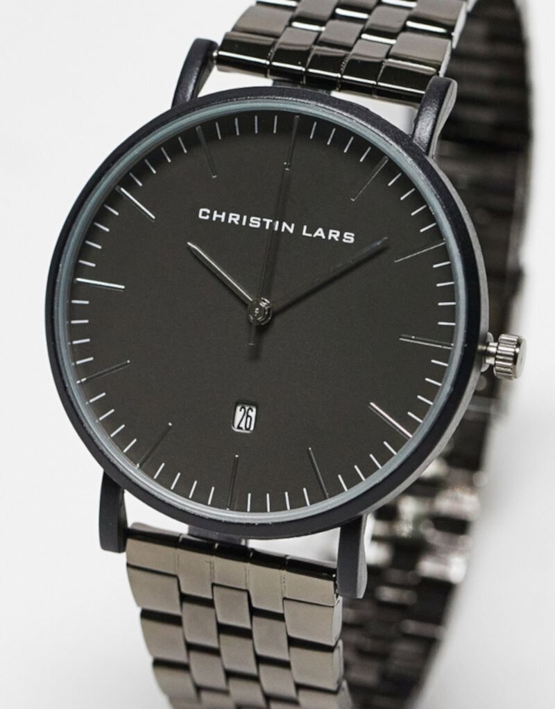Черные часы с массивным ремешком Christin Lars Christin Lars