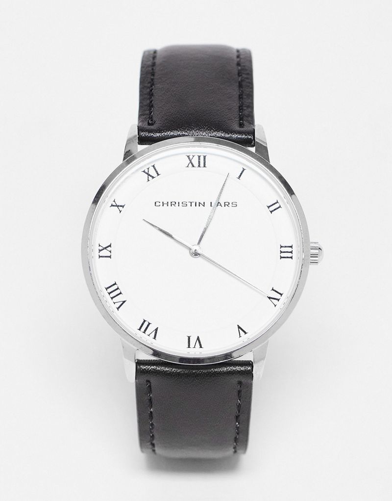 Черные и серебристые часы с тонким ремешком Christin Lars Christin Lars