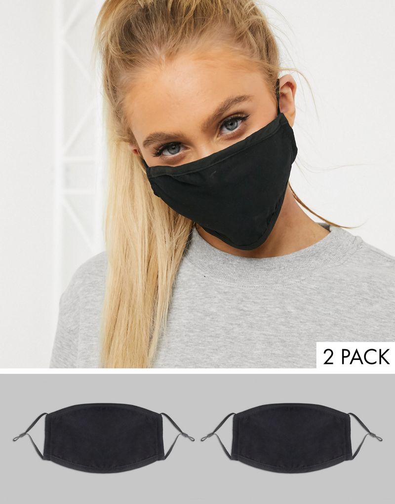 Набор из двух эксклюзивных масок для лица DesignB London с регулируемыми ремнями черного цвета DesignB London