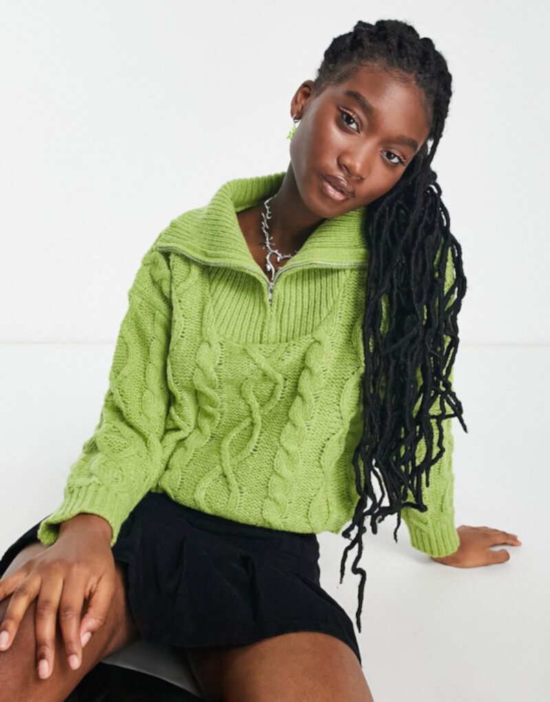 Зеленый вязаный свитер с воротником-стойкой Daisy Street Daisy Street