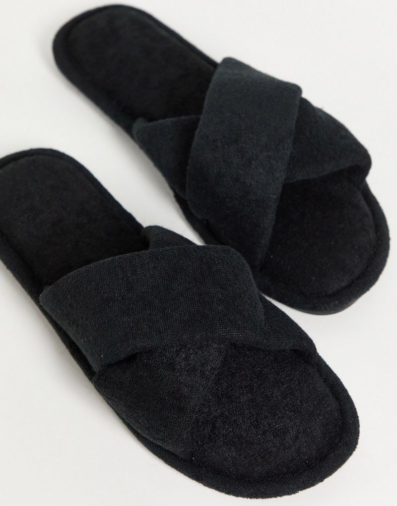 Ego Good Times cross strap slippers in black EGO