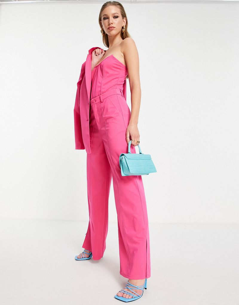 Ярко-розовые широкие брюки с напуском и разрезом на штанинах Extro & Vert Extro & Vert