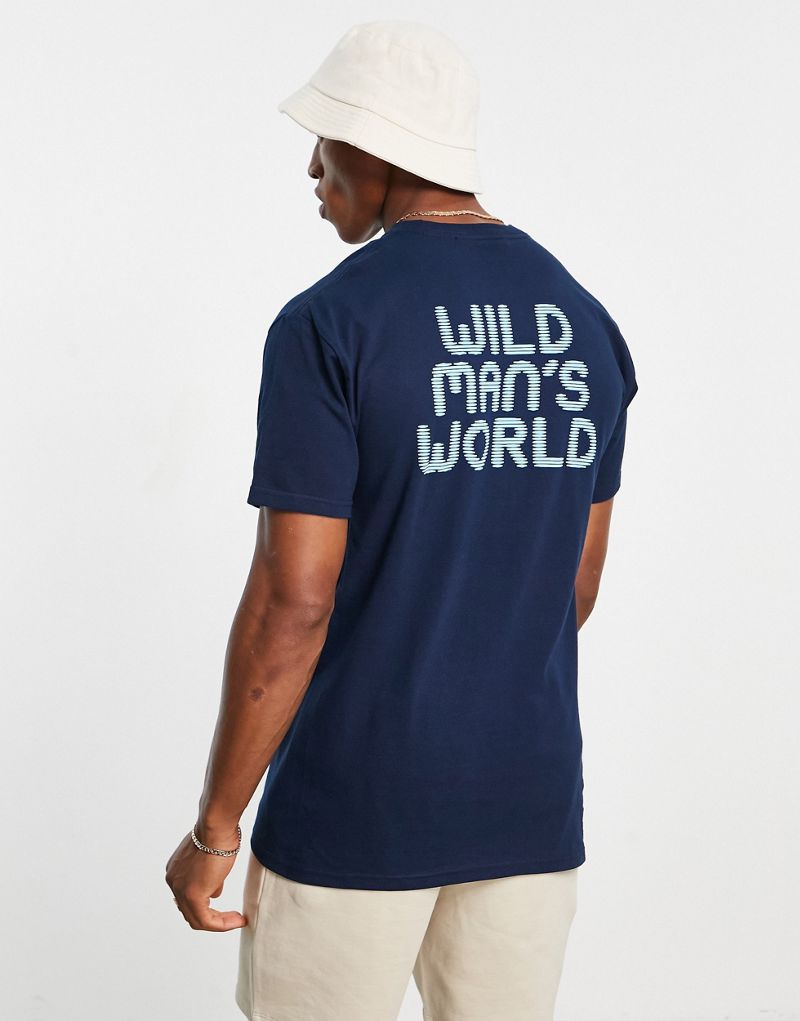Темно-синяя футболка с принтом Wild World HUF HUF