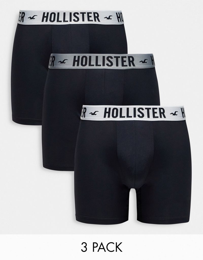 Набор из 3 черных длинных плавок с логотипом на поясе Hollister Hollister