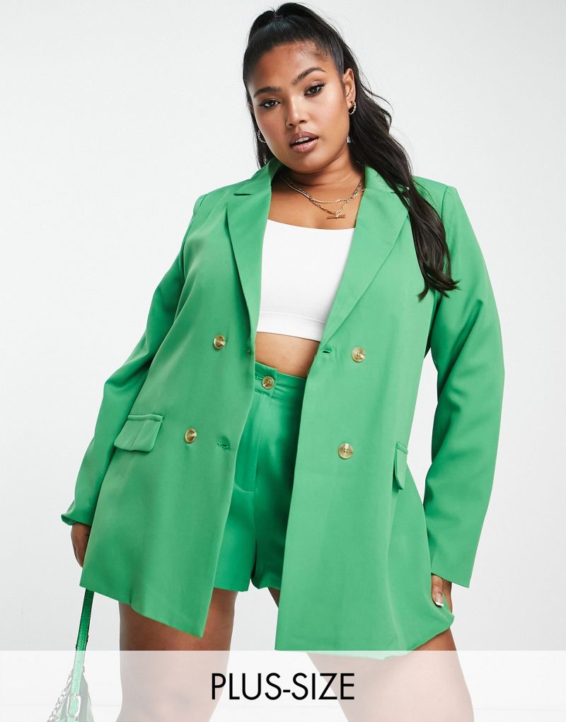 Зеленый двубортный пиджак In The Style Plus x Billie Faiers - часть комплекта In The Style