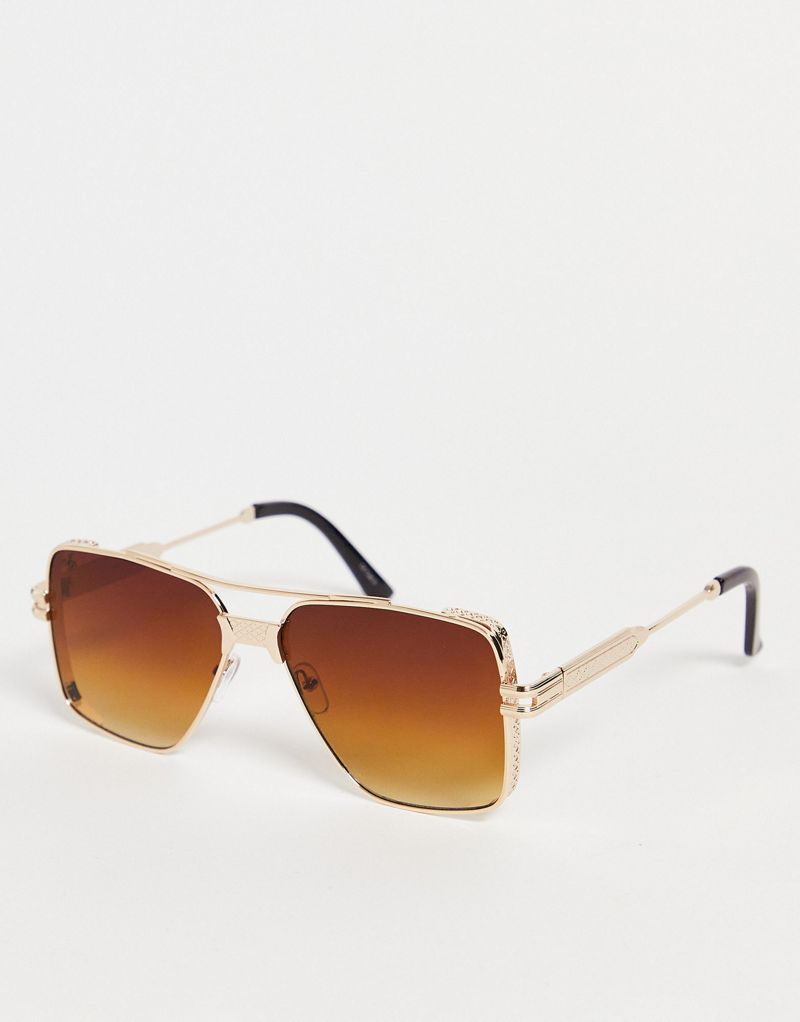 Солнцезащитные очки-авиаторы Jeepers Peepers Squaree с золотистой крышкой по бокам Jeepers Peepers