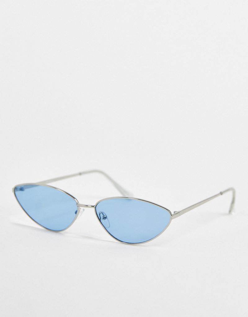 Солнцезащитные очки «кошачий глаз» Jeepers Peepers с серебряной оправой и синими линзами Jeepers Peepers