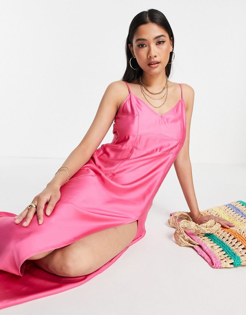 Розовое атласное пляжное платье-комбинация Iisla & Bird Iisla & Bird