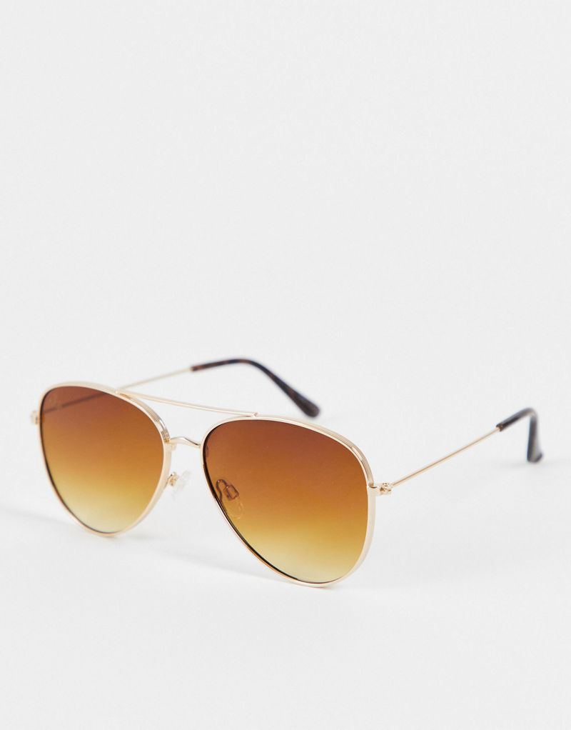Золотистые солнцезащитные очки-авиаторы большого размера с коричневыми линзами Jeepers Peepers Jeepers Peepers