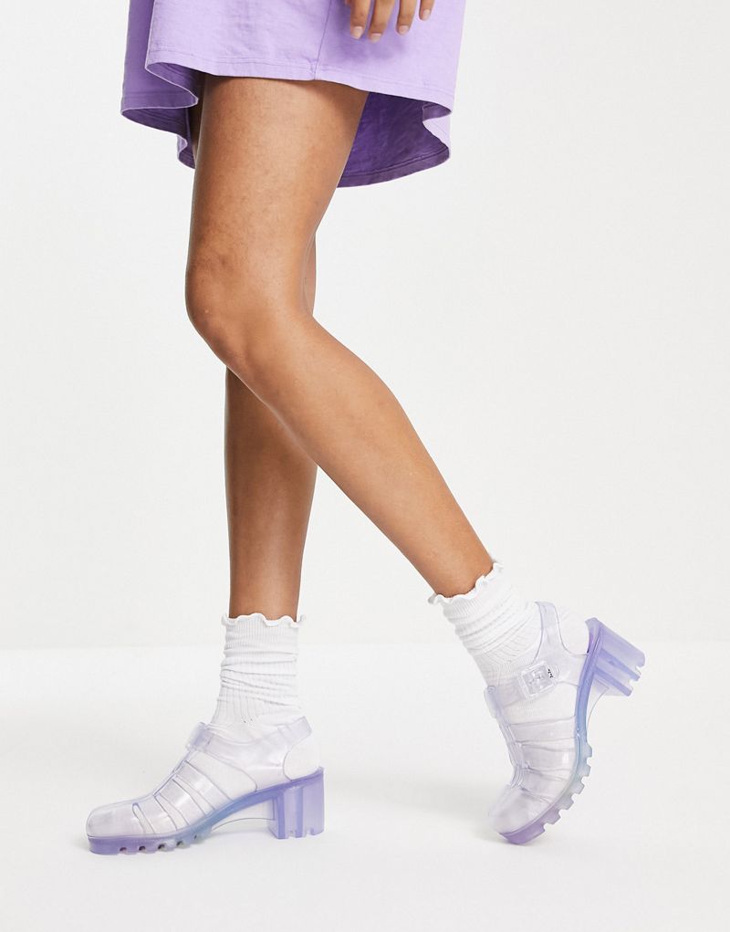 Желейные туфли на каблуке Juju прозрачного и радужного цветов Juju