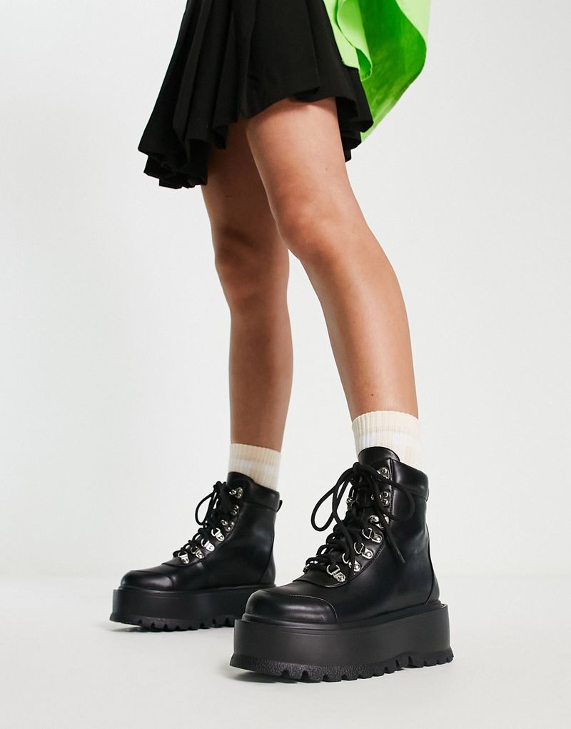 Черные ботинки со шнуровкой на платформе Koi Footwear Koi Footwear