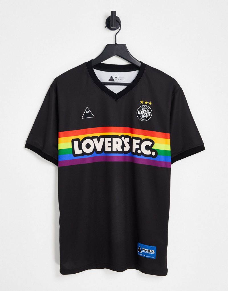 Черная радужная трикотажная футболка Lover's FC Lovers FC