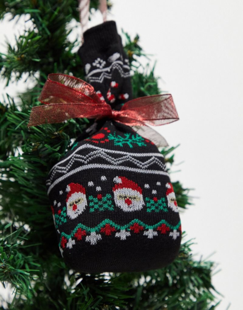 Комплект из двух рождественских носков с Санта-Клаусом Loungeable и подарочного пакета в тон темно-синего цвета Loungeable