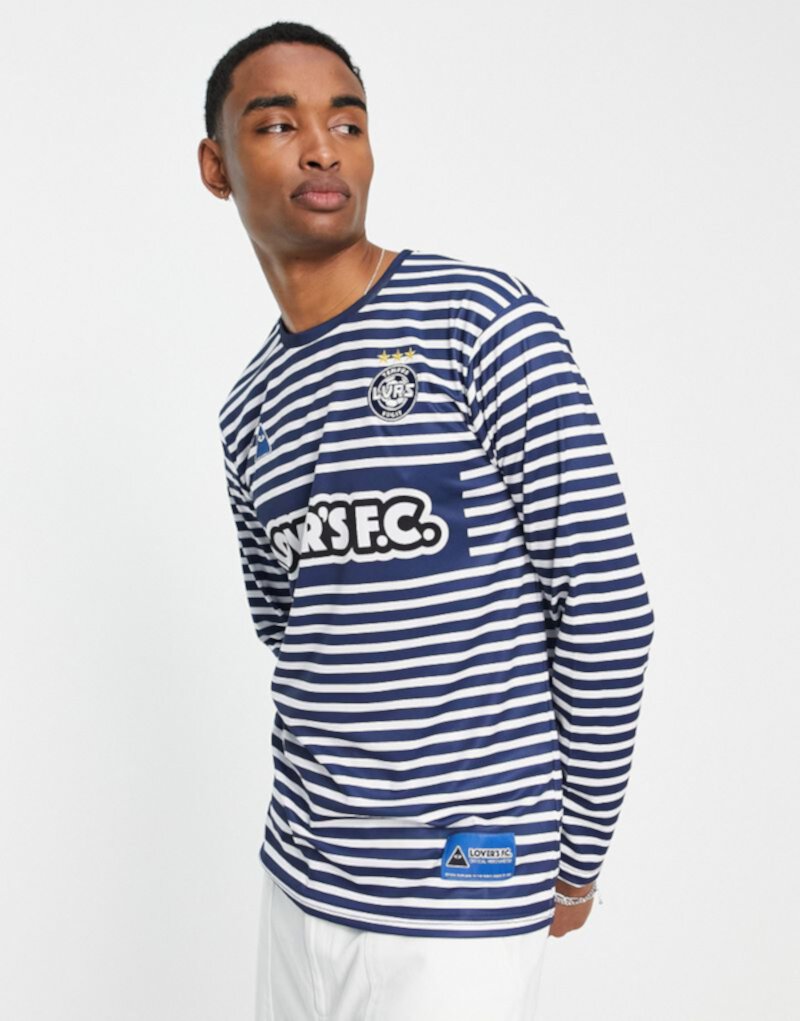 Синяя трикотажная футболка с длинными рукавами Lover's FC Breton Home Lovers FC