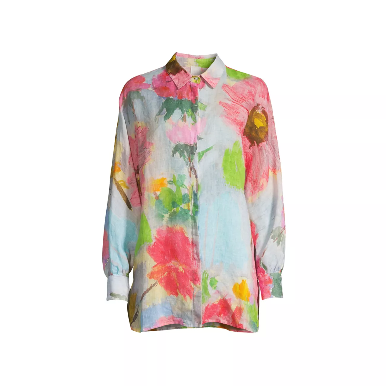 Льняная рубашка Resort на пуговицах с цветочным принтом 120% Lino