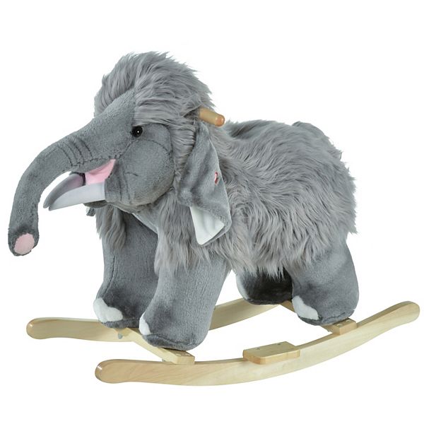 Qaba Kids Ride On Rocking Horse Toy Mammoth Style Rocker with Fun Music and Soft Plush Fabric for Children 18 36 Months Qaba