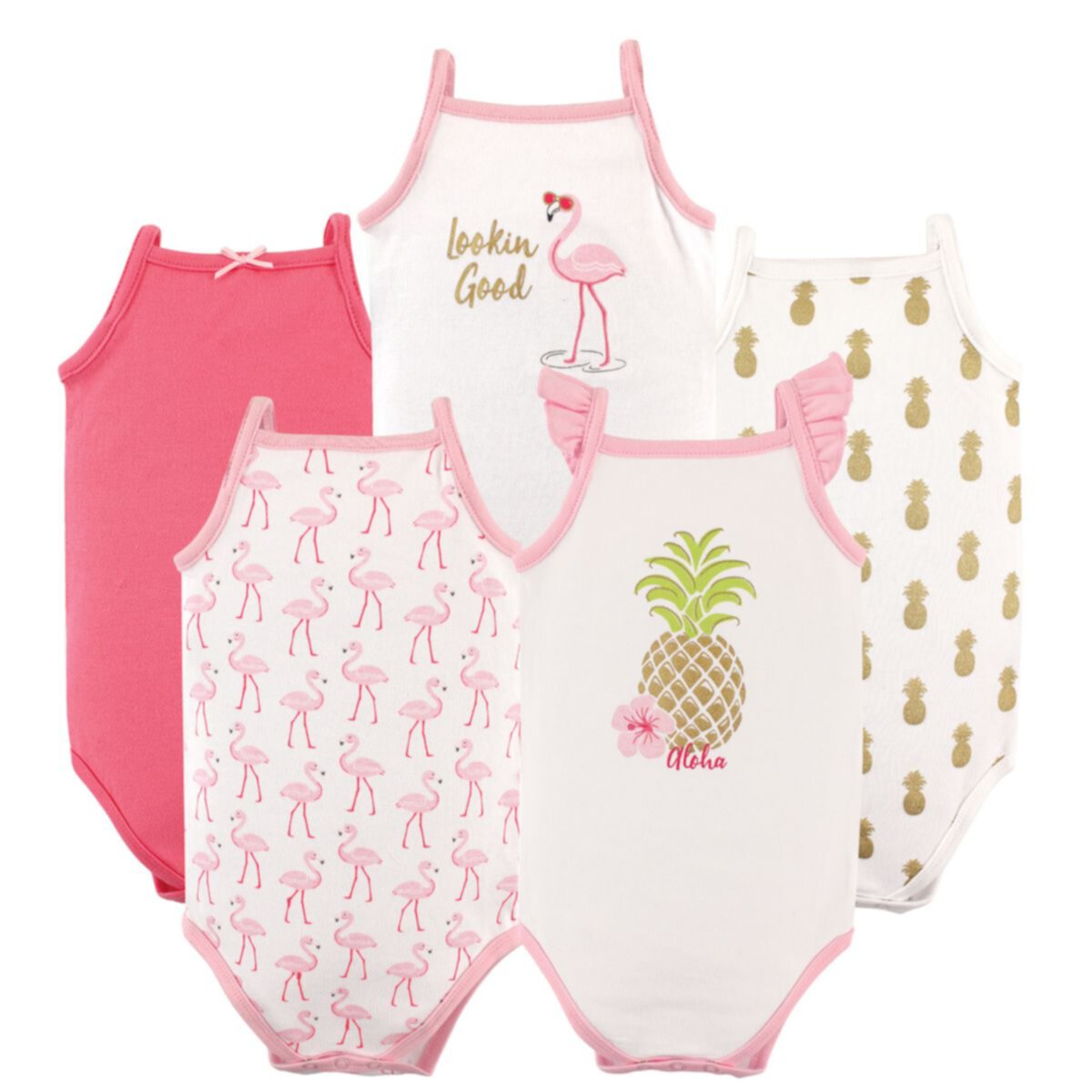 Детский комплект одежды Hudson Baby для девочек, хлопковые безрукавки 5 шт, Pineapple Hudson Baby