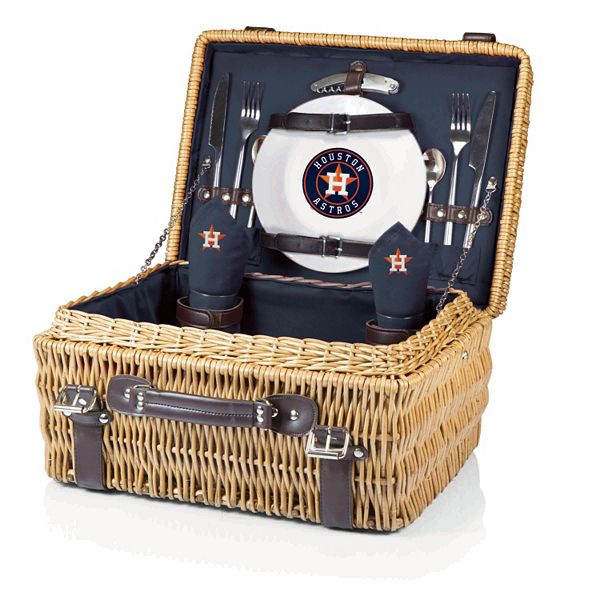 Корзина для пикника Picnic Time Houston Astros Champion из лозы с набором для двоих, 16" х 12" х 10" Picnic Time