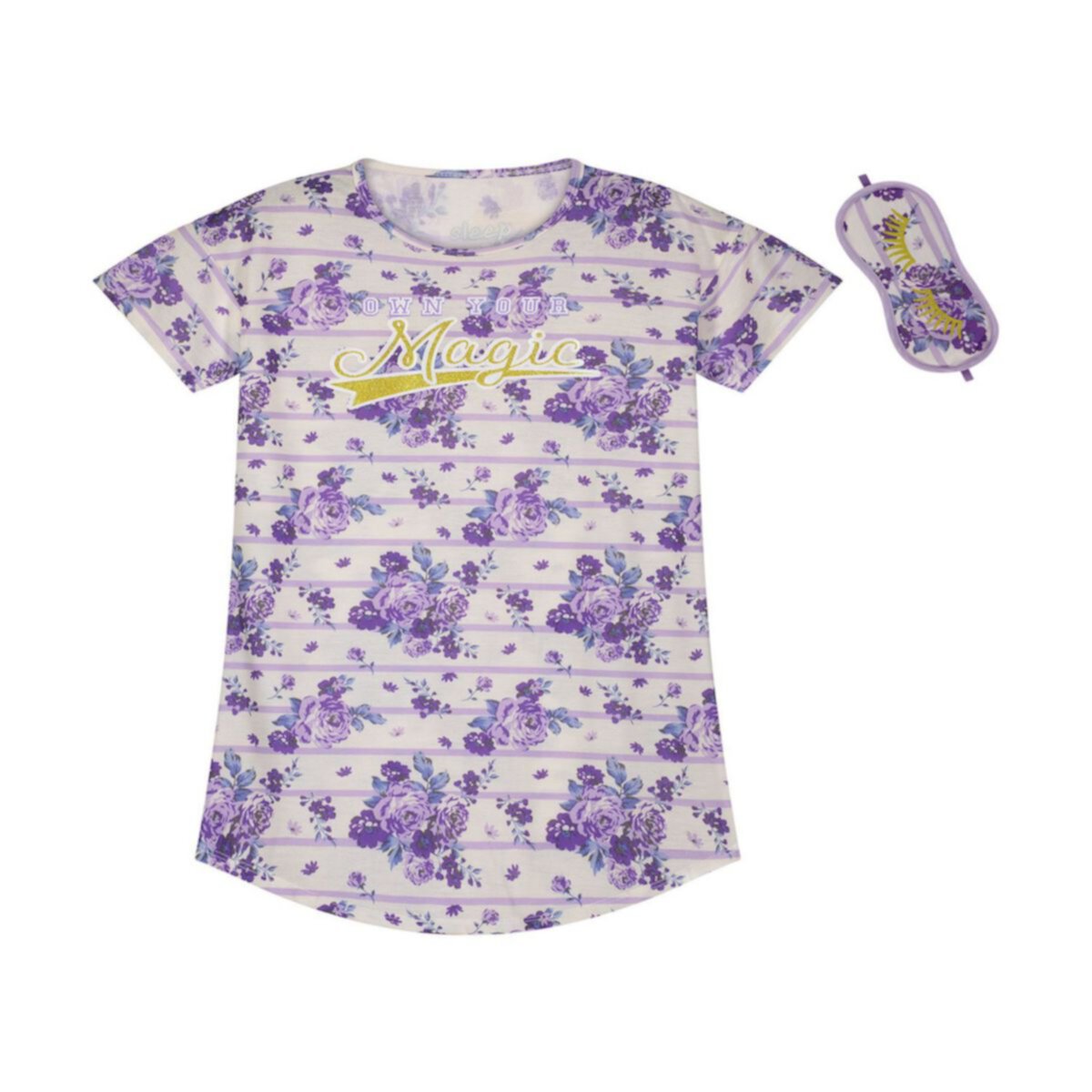 Пижамная рубашка Sleep On It для девочек с волшебным цветочным принтом и соответствующей маской для сна Sleep On It
