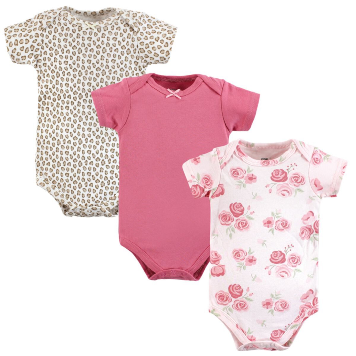 Детские комплекты одежды Hudson Baby Для девочек Cotton Bodysuits, Blush Rose Leopard Hudson Baby