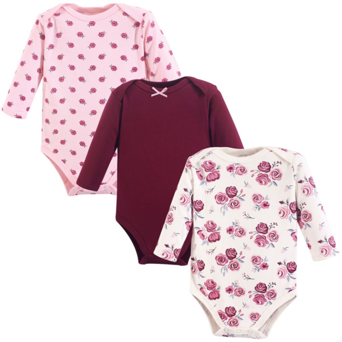 Детские комплекты одежды Hudson Baby Для девочек Long-Sleeve Bodysuits 3pk, Rose Hudson Baby