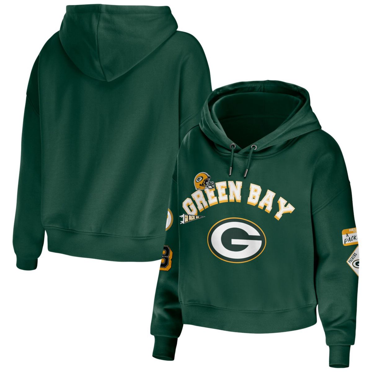 Женская Футболка WEAR by Erin Andrews Кроп Худи Green Bay Packers Modest WEAR by Erin Andrews