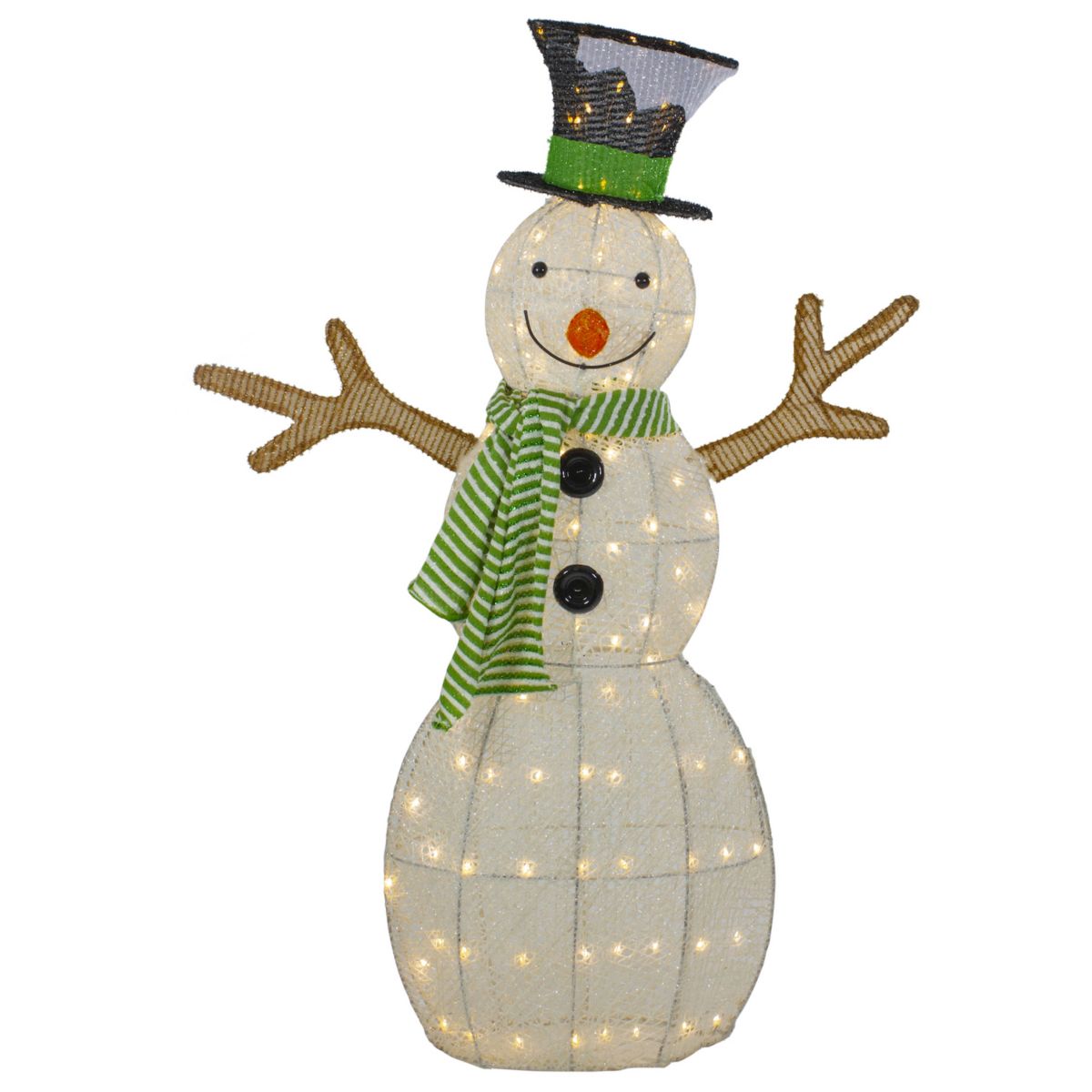 43&#34; LED Lighted Snowman with Top Hat and Green Scarf Outdoor Christmas Decoration Christmas Central