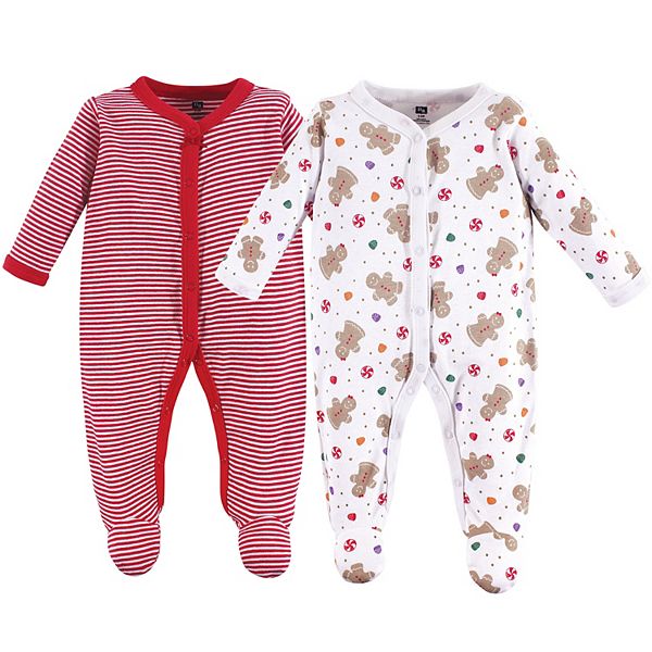 Девочка Детские пижамы Hudson Baby Cotton Snap Sleep and Play 2pk, Sugar Spice Hudson Baby