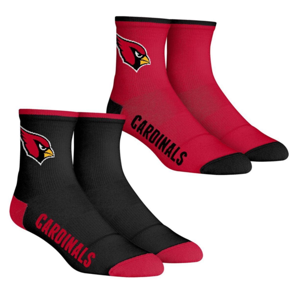 Набор носок Rock Em Socks Arizona Cardinals для юных фанатов, 2 пары, четвертная длина Unbranded