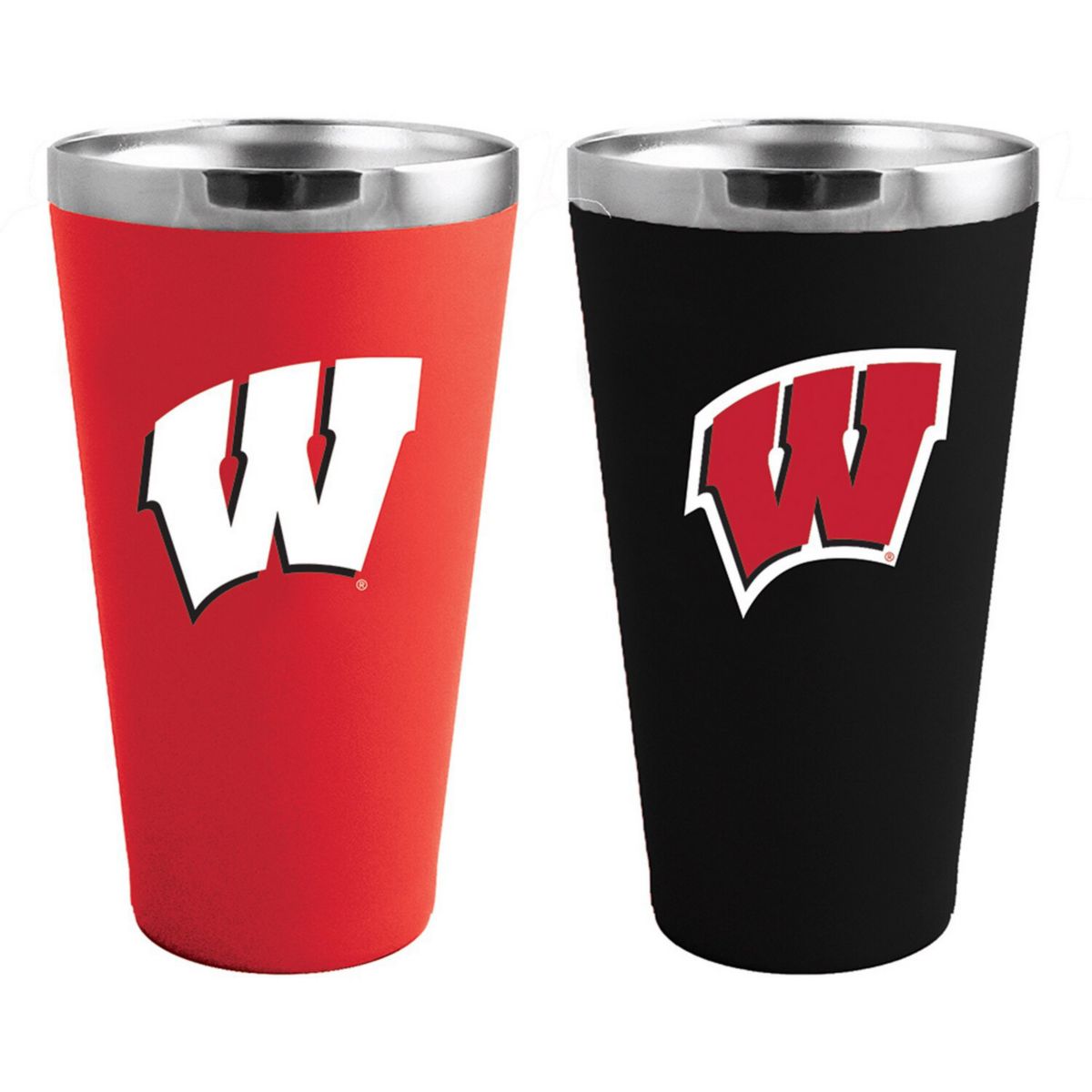 Набор из 2 цветных стаканов из нержавеющей стали Wisconsin Badgers Team Color (пинта) Unbranded