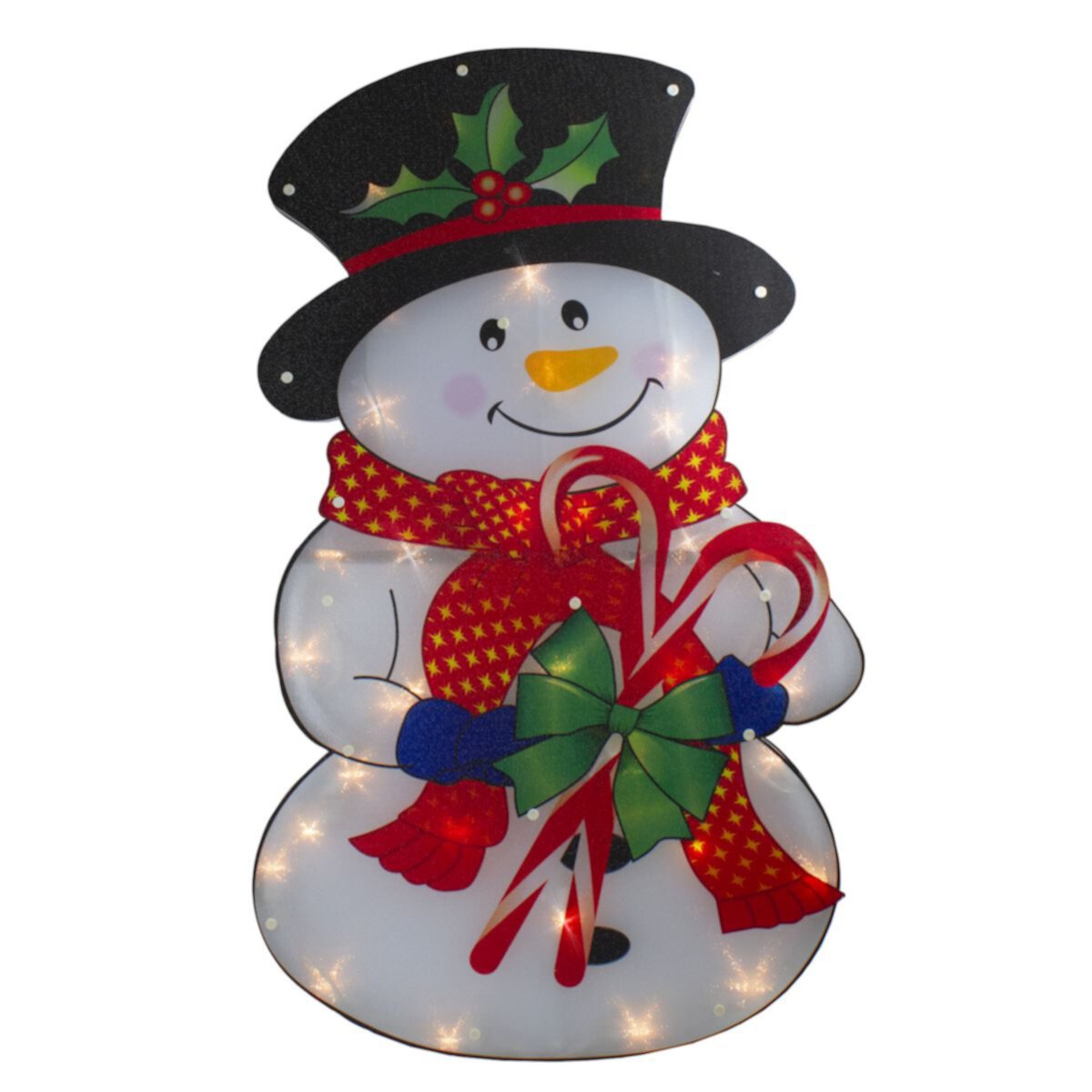 30.5&#34; Lighted Snowman with Candy Canes Christmas Outdoor Decoration Christmas Central