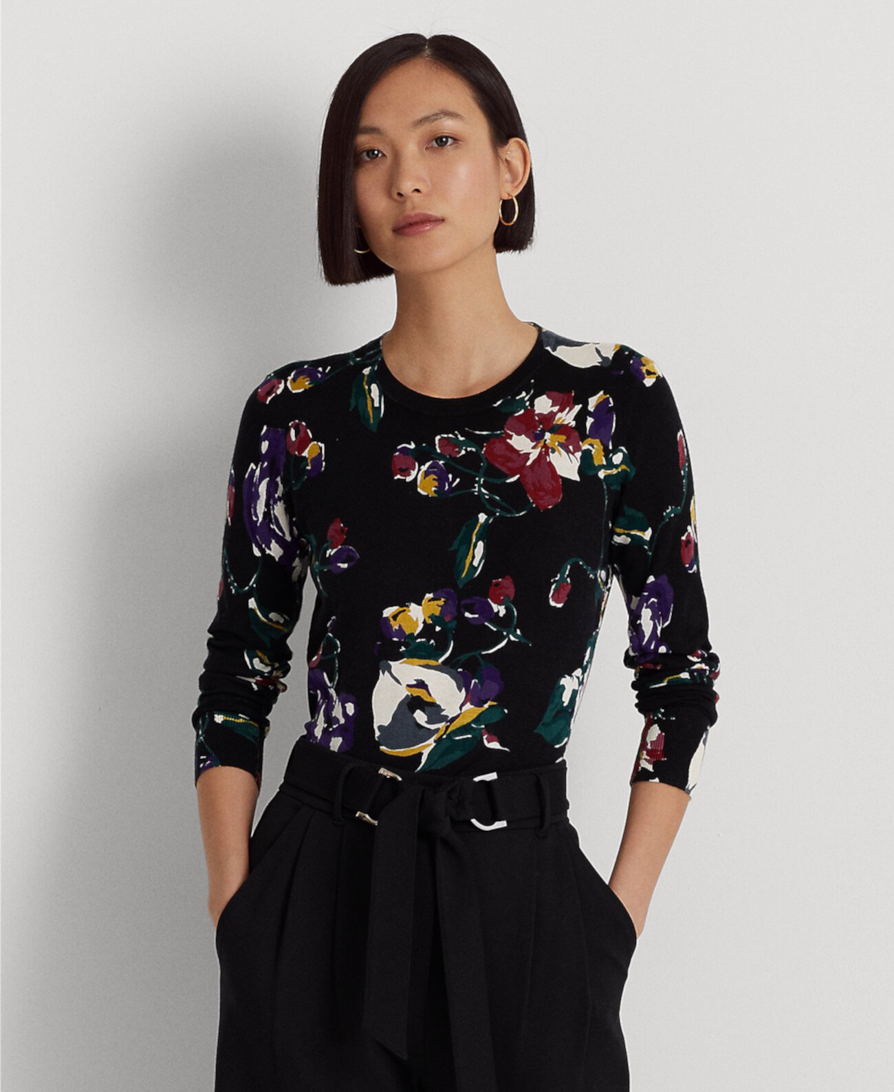 Женский свитер с цветочным принтом из смесового хлопка Ralph Lauren