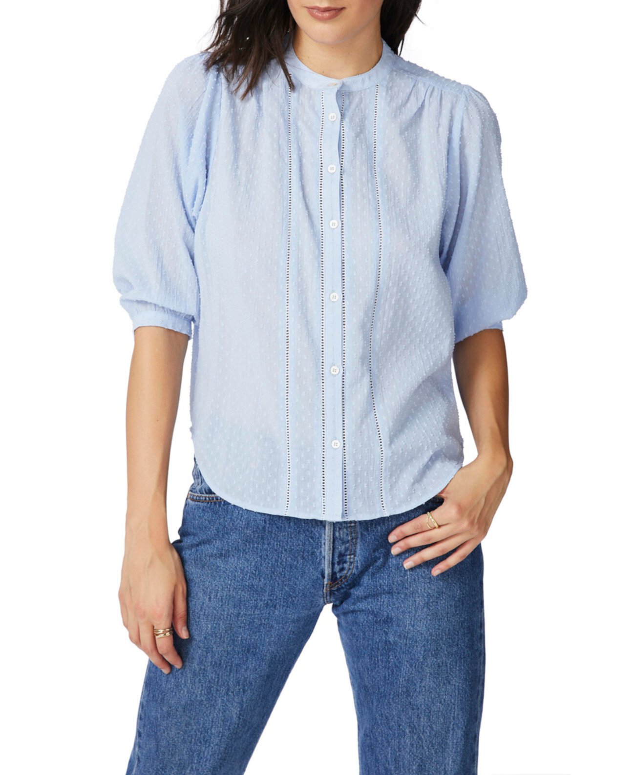 Женская блузка с мятой застежкой и пуговицами спереди с рукавом 3/4 COURT & ROWE