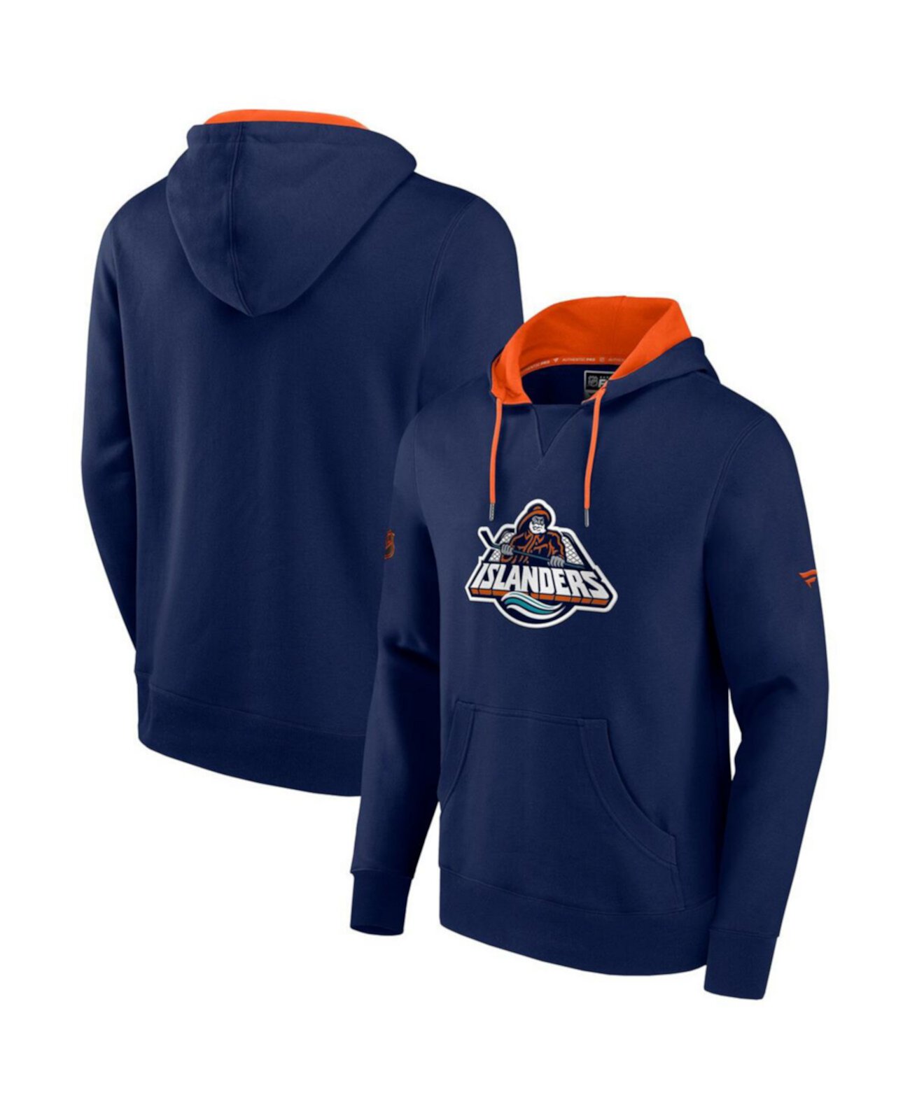 Мужской темно-синий оранжевый пуловер с капюшоном с логотипом команды New York Islanders Special Edition 2.0 Fanatics