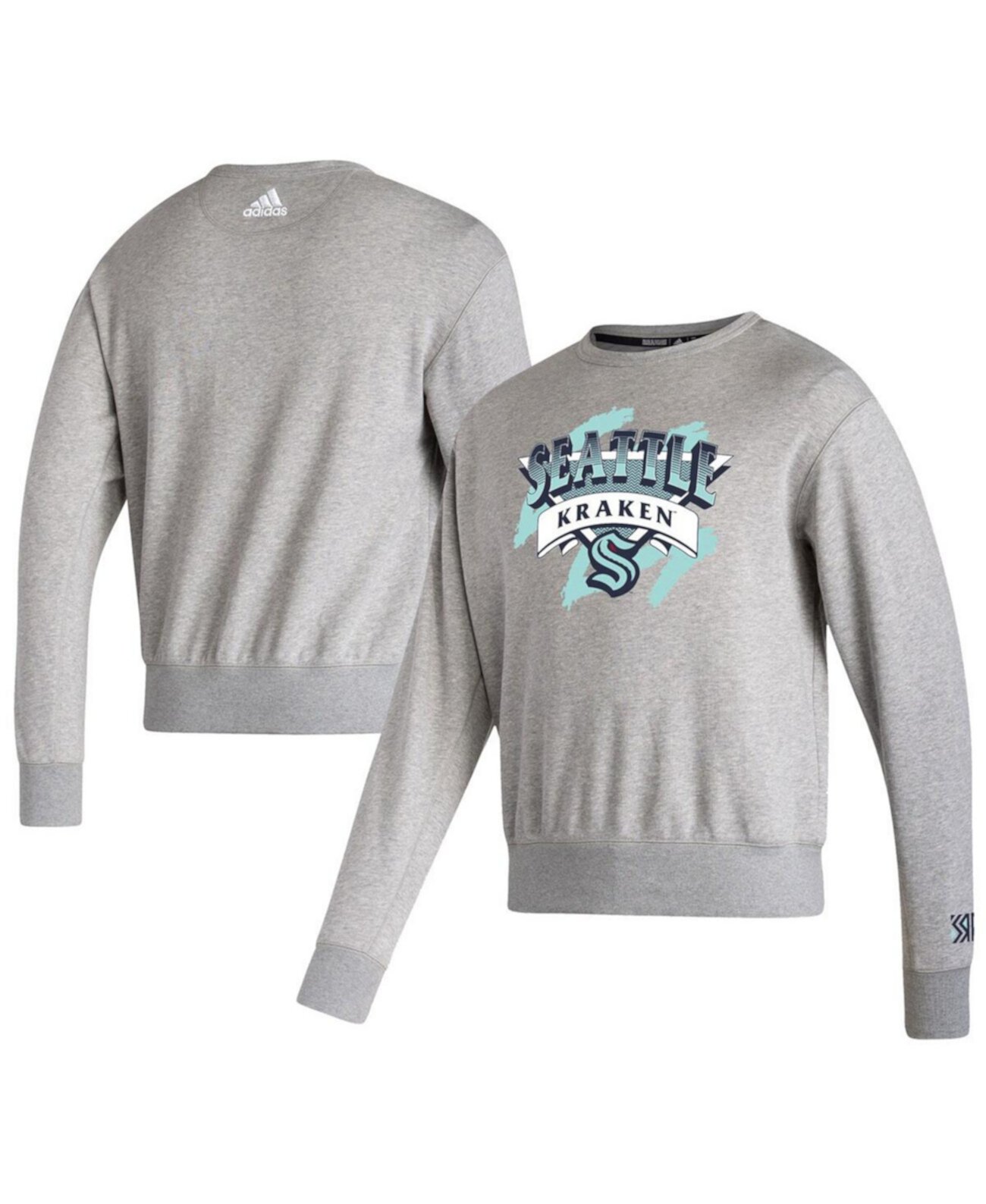 Мужская серая толстовка Seattle Kraken Reverse Retro 2.0 Vintage-Like Pullover Sweatshirt Adidas