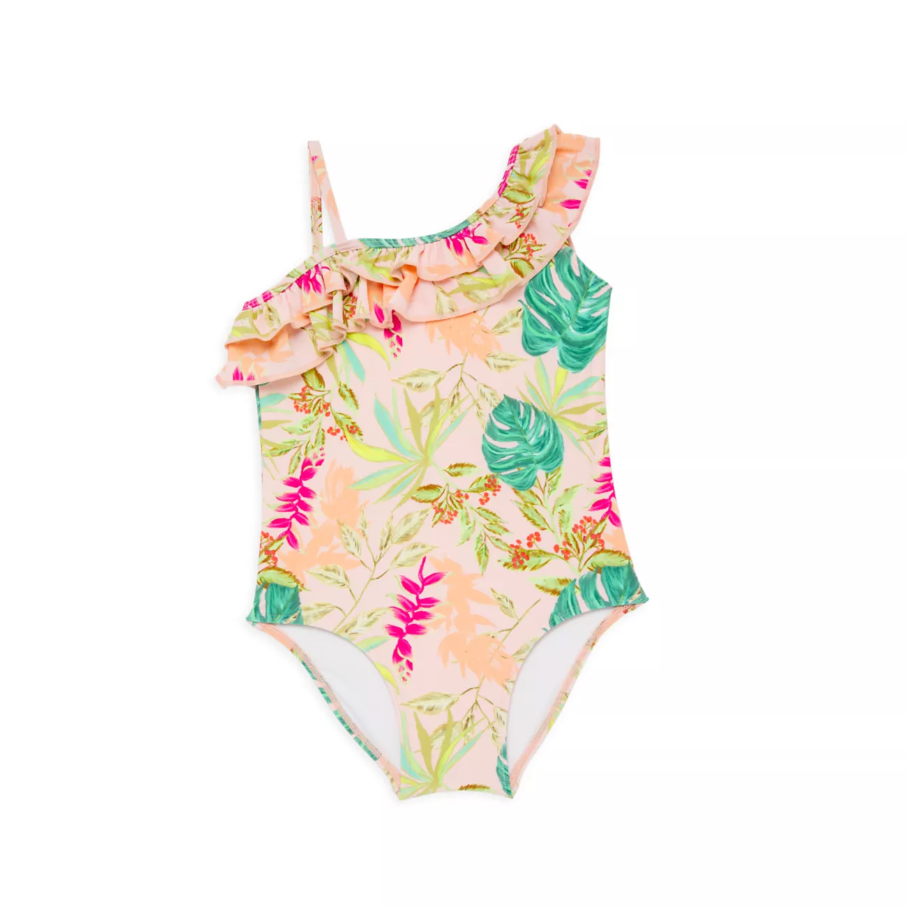 Little Girl's &amp; Girl's One-Shoulder Tropicalia Print Swimsuit PatBO