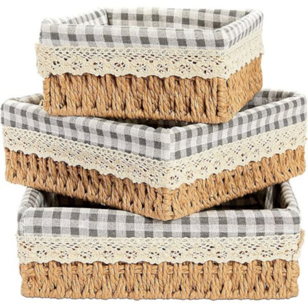 Farmlyn Creek Woven Wicker Storage Baskets with Removable Liner (3 Sizes, 3 Pack) Farmlyn Creek